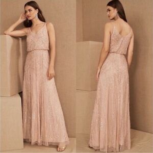 BHLDN NWT Pink and Gold Sleeveless Maxi gown
